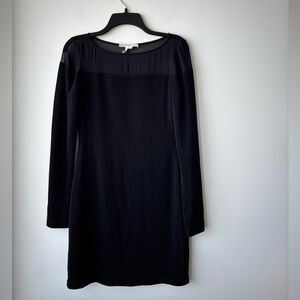 Y2K BCBGeneration Dress Mesh Sheer Black Glitter Slinky Knit Long Sleeve Women S